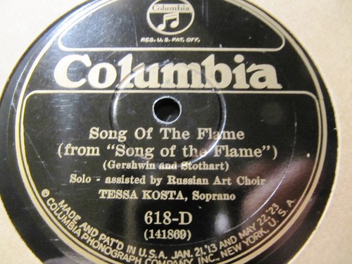 1926 Gershwin Orig Cast TESSA KOSTA Song of the Flame COSSACK LOVE COLUMBIA 618 - Picture 2 of 2