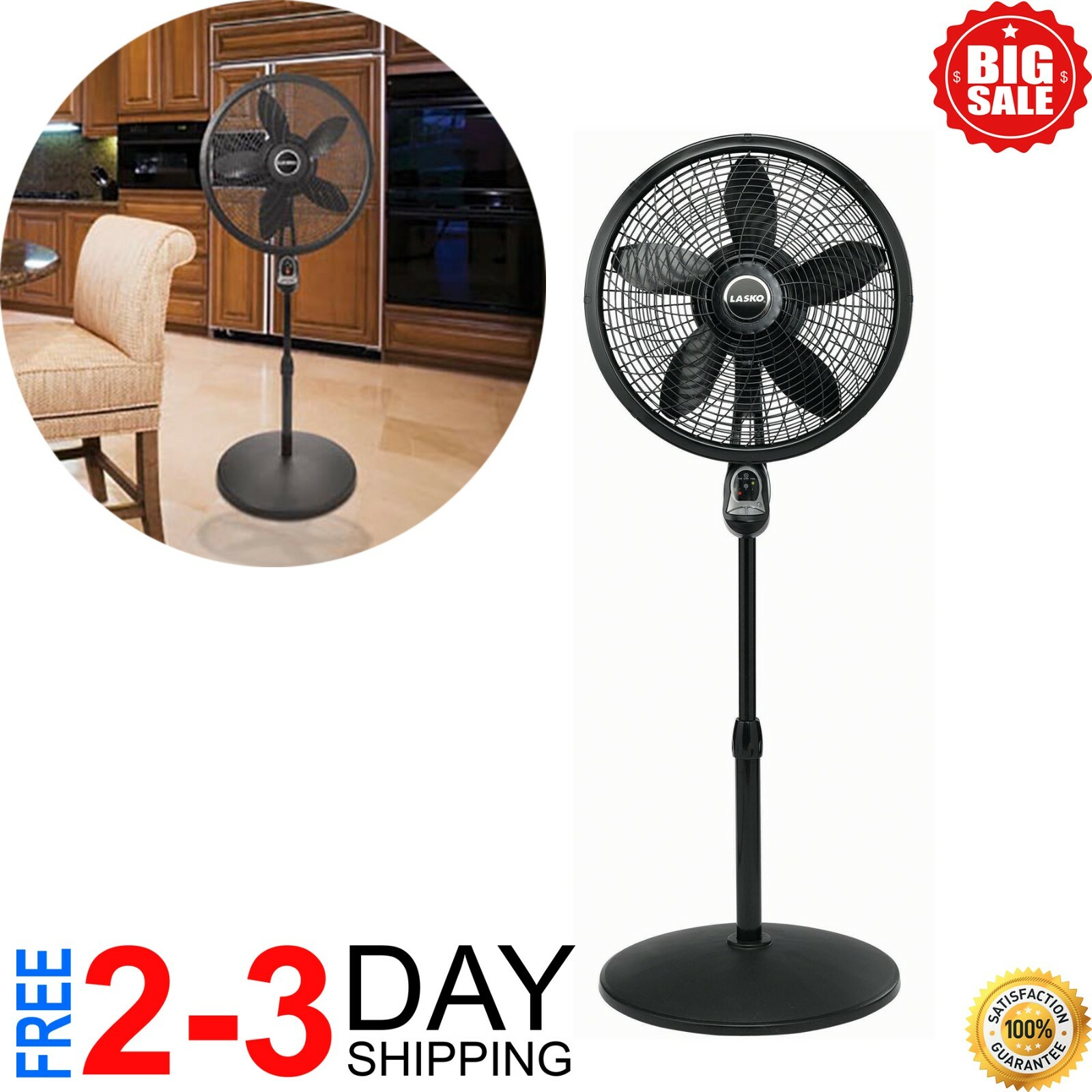 Pedestal Oscillating Cyclone Fan Lasko 54u0026#034; Adjustable W/ Remote  Control u0026amp; Timer | eBay