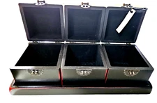 Asian Chinoiserie 4 Pc Hinged Wood Boxes w/Tray~Black & Red~NWT Designer Store