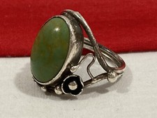 Vintage UNSIGNED 925 Sterling Silver Southwestern Green Turquoise RING SIZE 8