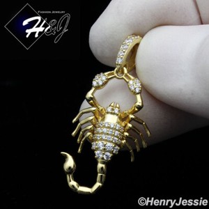 925 Sterling Silver Icy Cz Gold Plated Silver Scorpion Pendant Sp311