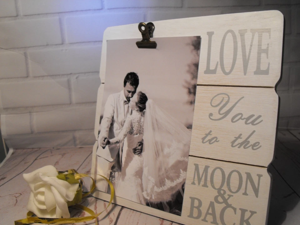 WEDDING PHOTO FRAME GIFT WHITE LOVE PHOTO CLIP FRAME Lovers Partners Mr and Mrs - Image 4 of 4