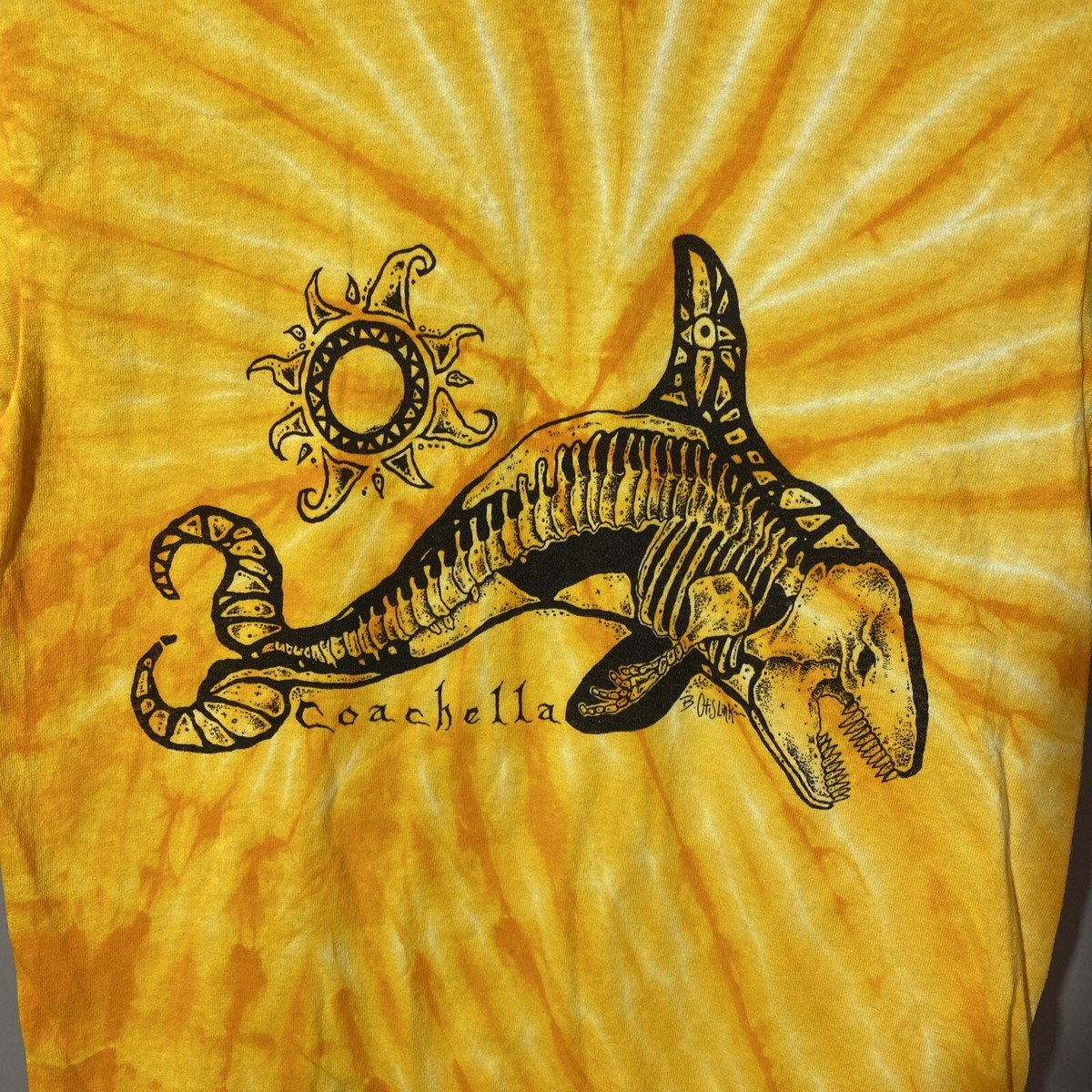 Coachella tie dyed Bad B. Otis Link T-shirt size S S/P/CH Yellow 