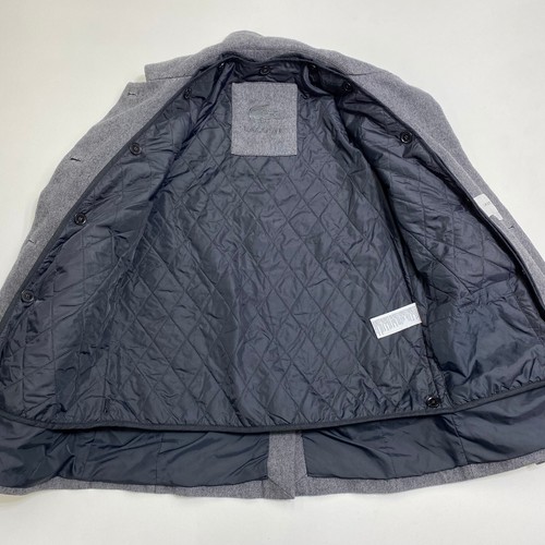 Chaquetón Lacoste para mujer 34 gris forrado doble pecho solapa bolsillos negocios - Imagen 3 de 16