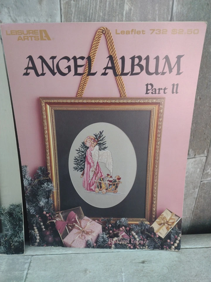 VTG Cross Stitch Pattern Booklet Angel Album Part 1 & 2 Carol Emmer Leisure Arts - Image 3 of 4