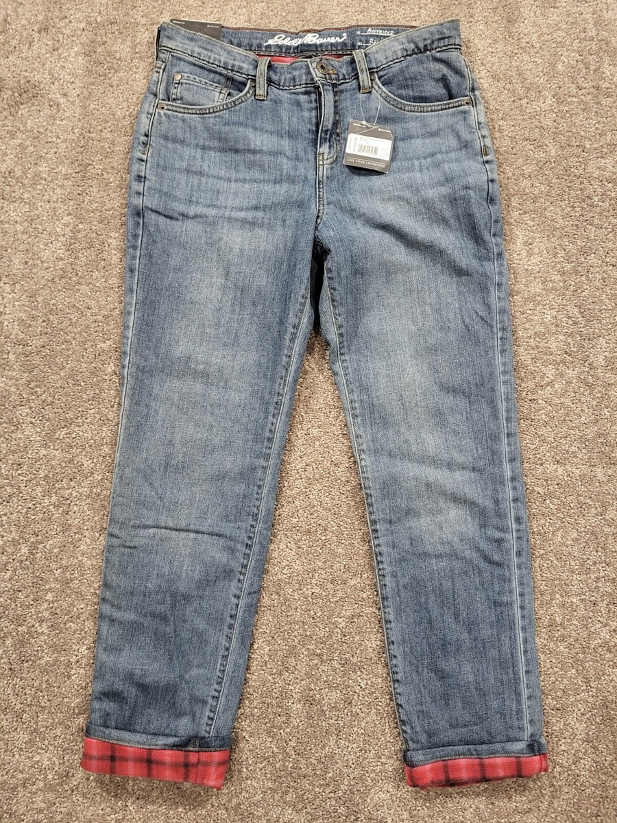 Boyfriend Flannel Lined Jeans Eddie Bauer Boyfriend Jeans Eddie Bauer  Flannel Lined Jeans Relaxed Boyfriend Sz 16