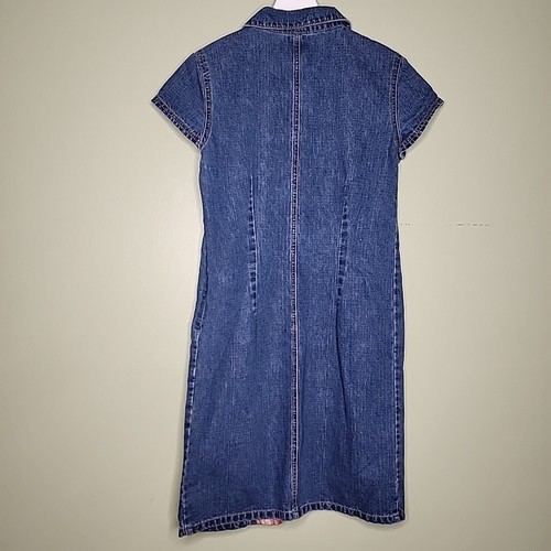 Vintage 90s Denim Dress 8 Faded Glory Lace Up Country Cowgirl Western Patchwork - Picture 4 of 5