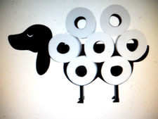 NEW OPEN BOX BLACK DOG 8 ROLL CUTE TOILET PAPER HOLDER SHELF 4 BATHROOM STORAGE