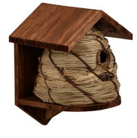 Vogelhaus Nistkasten Bienenkorb Stroh Garten Deko Kohlmeise Blaumeise H.25,8 Cm