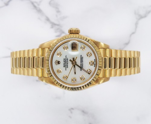 Beautiful 18ct Gold Ladies Rolex Oyster Perpetual Datejust - White Diamond Dial. - Picture 2 of 12