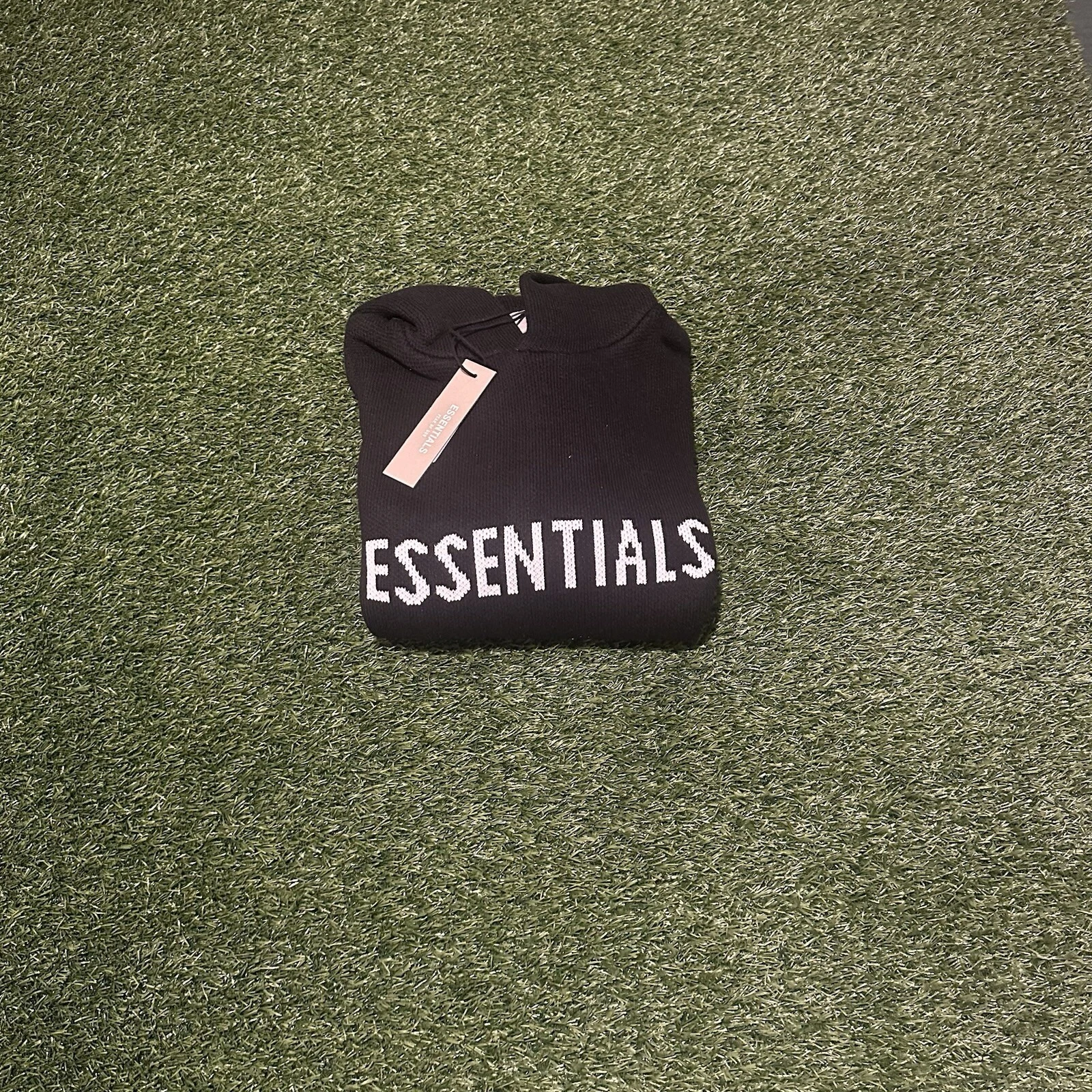 NUOVO Fear of God Essentials maglia pullover felpa con cappuccio nero taglia S