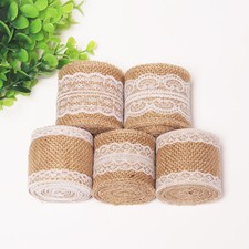 2M Natural Vintage Jute Burlap Hessian Rustic Ribbon Lace Trim Wedding Decor