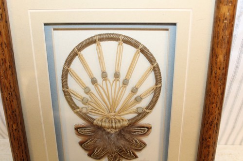 VTG 1986 Matted Framed 8x10 Fiber Abstracts Dream Catcher Wall Art by Lindberg - Picture 3 of 7