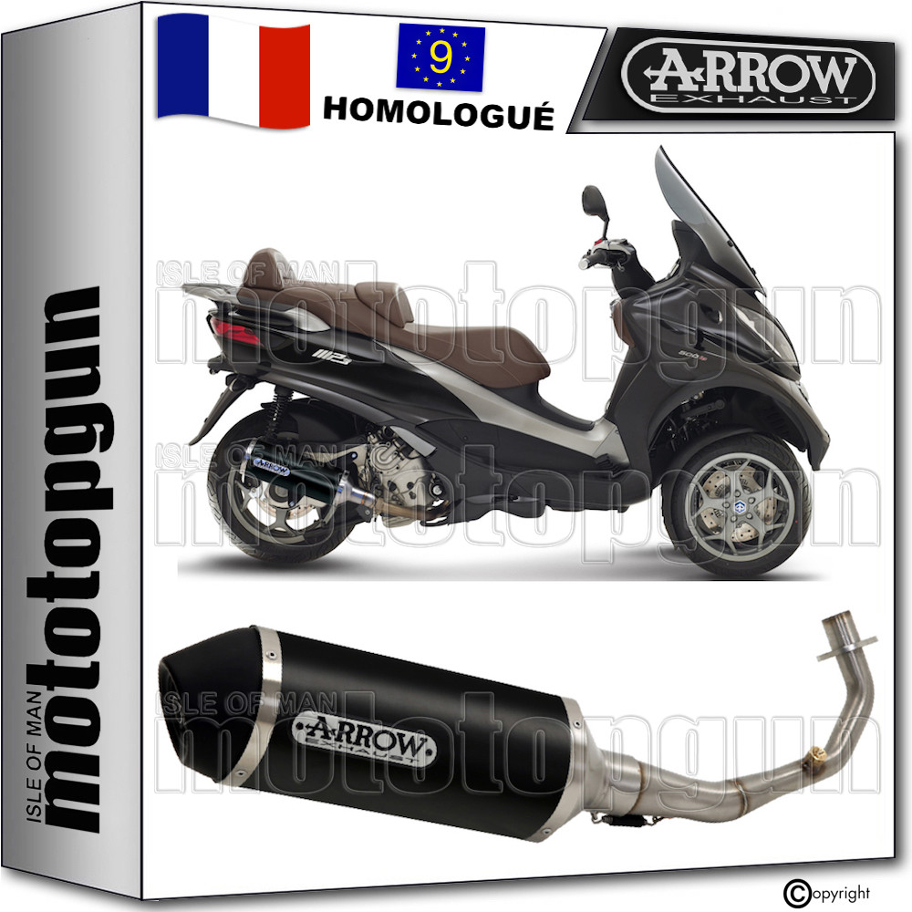 Pot Arrow complet Urban alu noir pour scooter Piaggio MP3 500 LT 2014