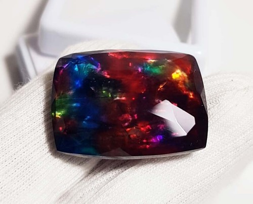 Ammolite Opal Shape Cushion Cat Gemstone 22x29x9mm 46Ct - Picture 4 of 5
