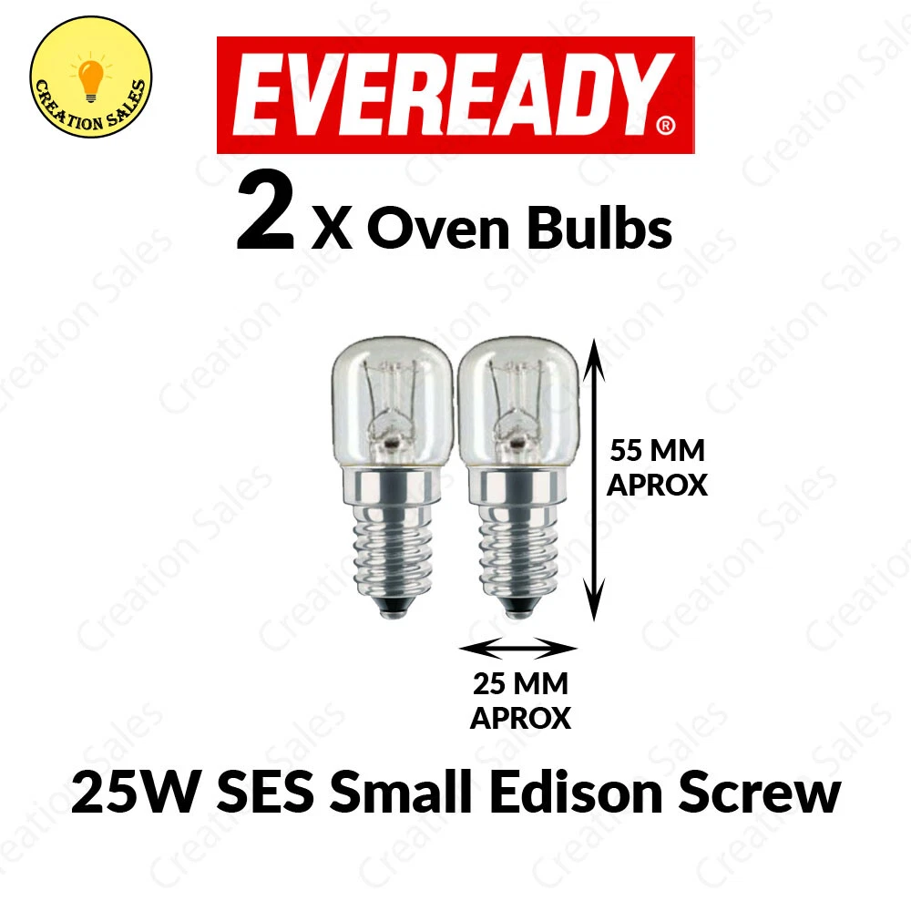 Oven Bulb 300°C Cooker Appliance Lamp Light 25W 240V SES E14 Eveready 2 Pack