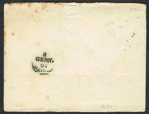 Italy 1857 Lombardy Venetia 45c Blue MILANO CDS b/s '8/GENN/57/REGGIO' VGU - Picture 2 of 2