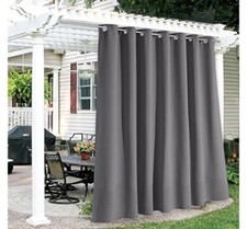 RYB HOME Gray Outdoor Curtains - Extra Large Blackout Curtains Waterproof