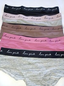 Victoria Secret PINK 5 Pack Panty Lot Women's L XL XXL NEW Bikini Hipster Cotton