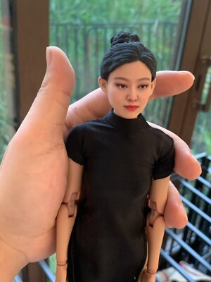 1/12 Female Jennie Kim Girl Head Sculpt Carved For 6''Action Figure Body Toys
