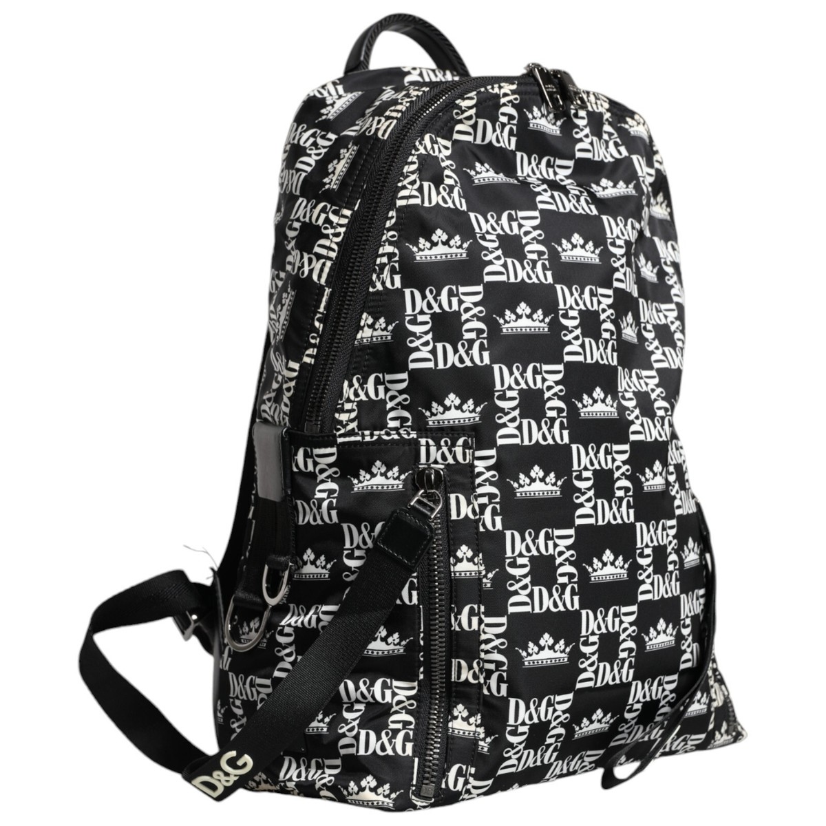 DOLCE & GABBANA Bag Black White DG Crown Logo Nylon Backpack DOLCE & GABBANA Bag Black White DG Crown Logo Nylon Backpack