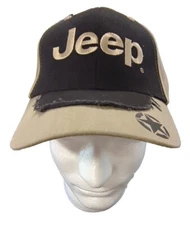 Jeep Adjustable Baseball Cap Hat Tan & Brown Hook and Loop Strap