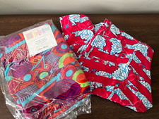 RARE 2-PR LOT NEW LuLaRoe OS ONE SIZE Legging SOFT RED WATER LILY BRIGHT GEO