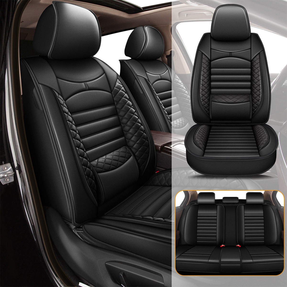 For Hyundai Sonata 2004-2014 Car 5-Seat Covers Full Set PU Leather