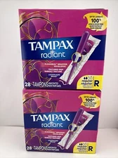 Tampax Radiant Tampons, REGULAR, Unscented, 28 ct, 2 PACK = 56 ct in Total