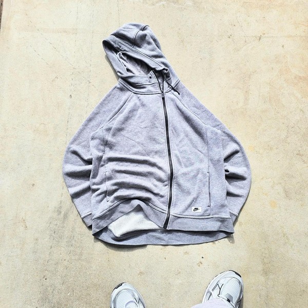 Nike Sportswear Grey Full Zip Up Hoodie Womens S Y2K Streetwear Zip Up Jacket
