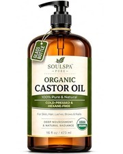 Organic Castor Oil 16 fl oz Skincare Face  Nails Amber Glass Bottle with Pump