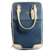 Diane Von Furstenburg Light Blue Suede Wheeled Travel Luggage 10 X 22 X 13