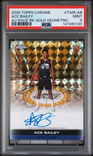 2025 Topps Chrome Auto Issue Rookies Gold Geometric Ace Bailey RC 11/50 PSA 9