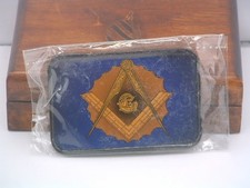 Men's Blue Brown Framed Mason Belt Buckle