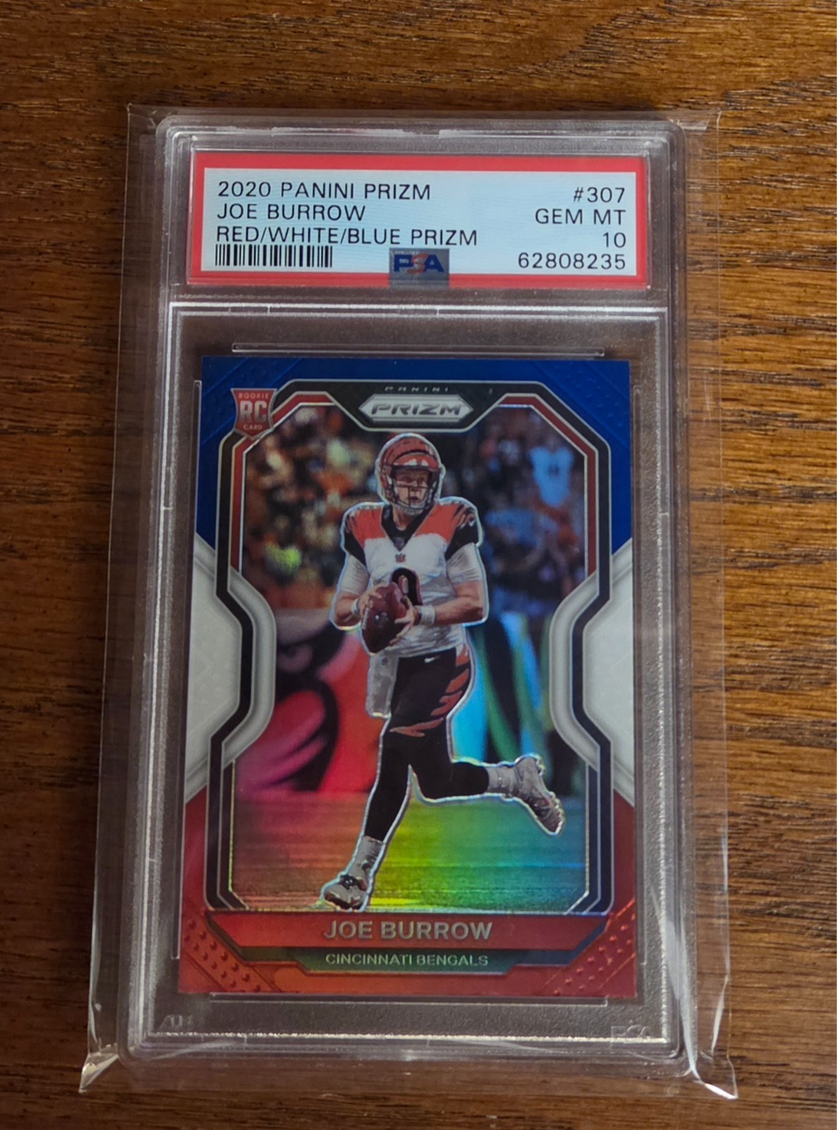 2020 Panini Prizm Joe Burrow RC Rookie Red White Blue SP #307 PSA 10 GEM MINT