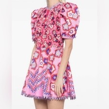 Floral Charming Pink and Red Womens Dress Medium