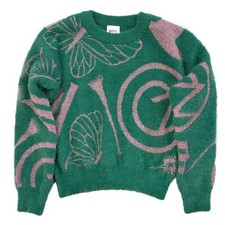 Girls Wicked Green  Pink Eyelash Glitter Long Sleeve Sweater