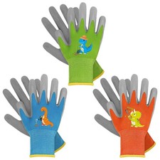 Kids Gardening Gloves 3 Pairs Rubber Coated for Toddlers Age 3-5