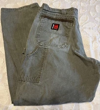 Wranger Riggs Workwear Pants Mens 34x32 Olive Green Ripstop Work