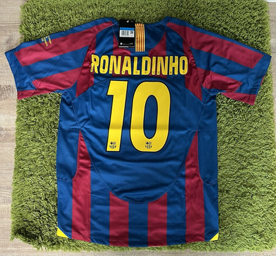 Retro Nike FC Barcelona Trikot Ronaldinho 10, CL Finale 2006, Gr. M, rot-blau
