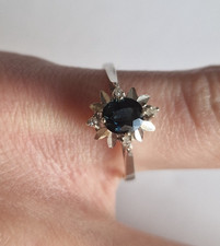 Saphir Diamant Ring Damen 333er Weißgold 0,04 ct Verlobungsring 8 Karat