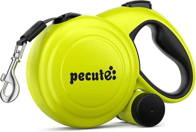 PECUTE Retractable Dog Lead 10m with Poo Bag Holder, Heavy Duty up to 50kg,Tangle-Free