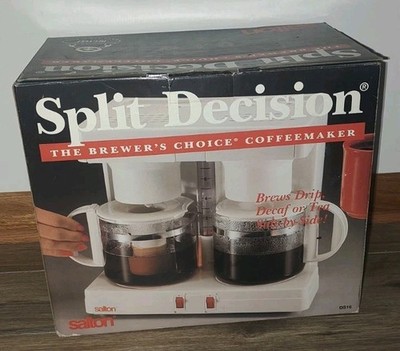 VINTAGE SALTON SPLIT DECISION DUAL COFFEE TEA MAKER IN WHITE DS-16 NEW NOB RARE