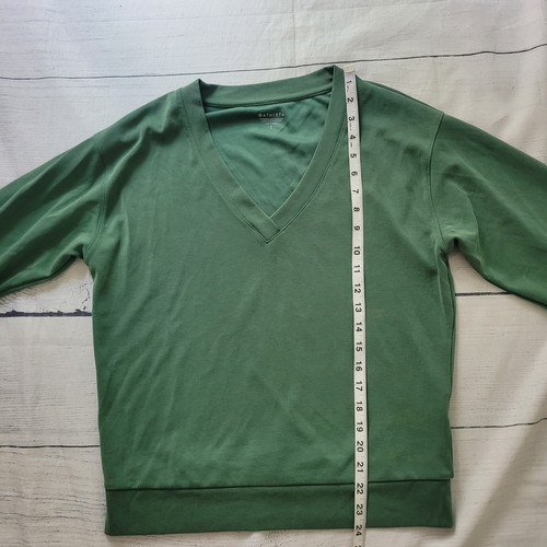 Athleta Size S Seasoft V-Neck Sweatshirt Green Soft Yoga Lounge Minimalist - Bild 5 von 10