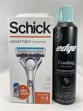 Schick Quattro Titanium Razor & Edge Cooling Shave Gel Bundle