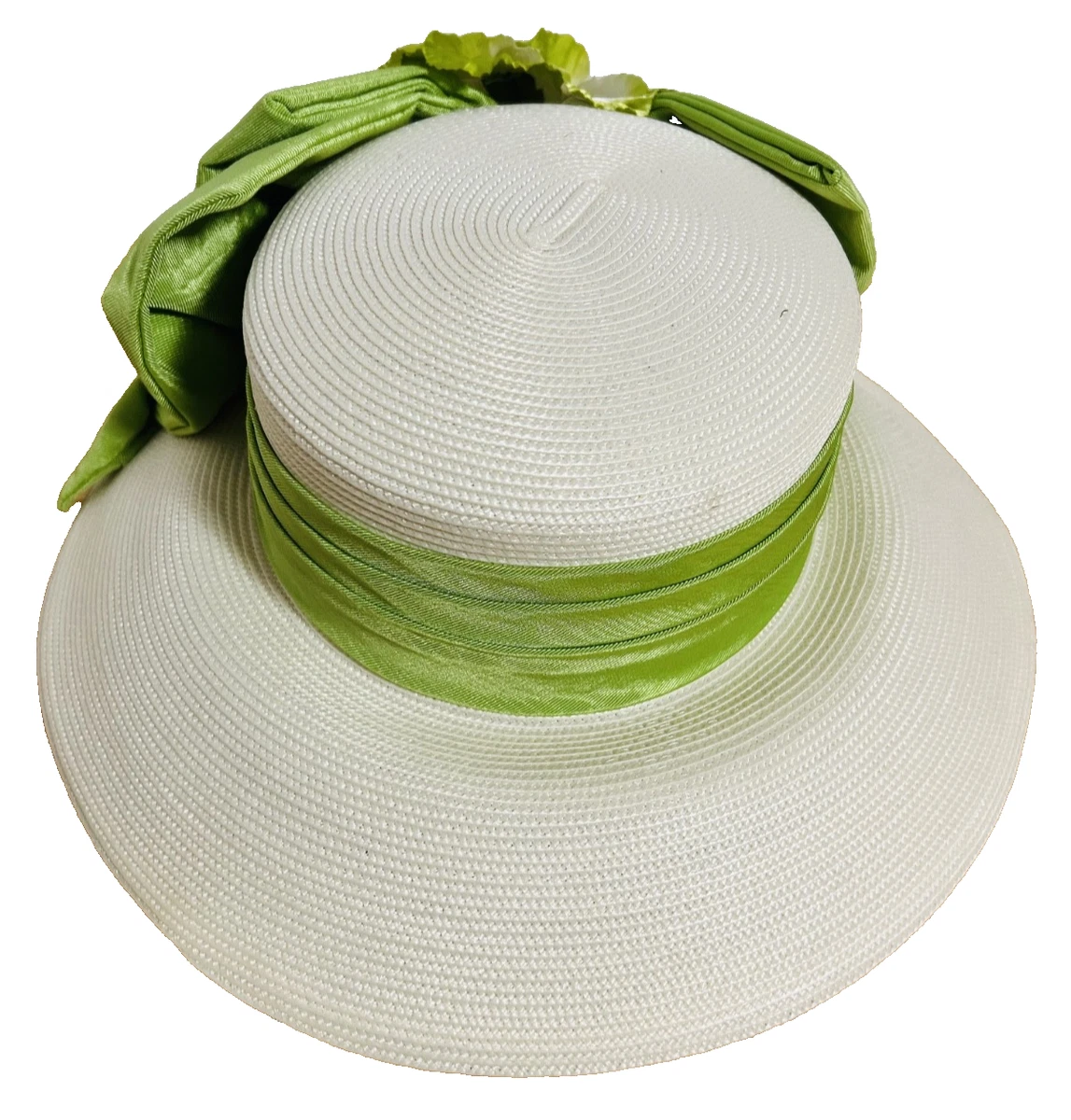 Whittall & Shon Vintage Straw Sun Hat Braided Gold Trim Wide Brim Made in USA Straw Whittall & Shon for Women for sale | eBay main image 4