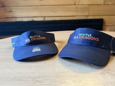 XFL Seattle Sea Dragons Football Visor Lot of 2 Adjustable Blue NWT