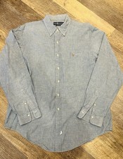 Polo Ralph Lauren Chambray Shirt Men s XL Blue Button Down Color Pony, Cotton