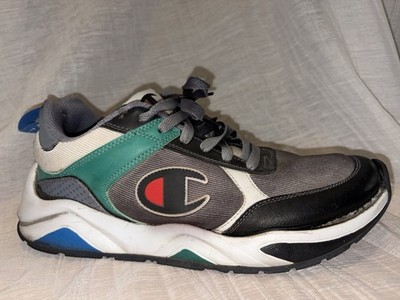 Champion 93Eighteen Men s Size 10 Low Top Sneakers Black/Gray/Green Colorblock 