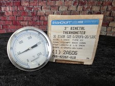 Ashcroft 3" Bimetal Thermometer 1/2" NPT Con 2.5" Stem 0-250F Range 30 EI 60 R